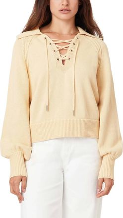 Habitual Lace Up Sweater In Chamomile
