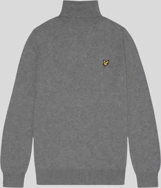 Lyle & Scott Mens Cotton Merino Turtleneck Jumper - Grey - Size X-Small