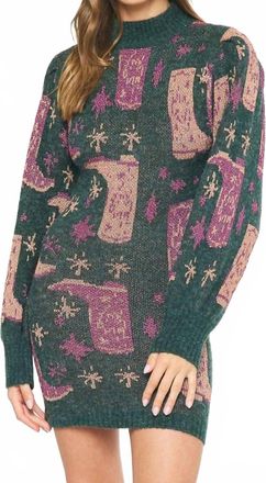 Entro Rhinestone Cowgirl Dress In Green