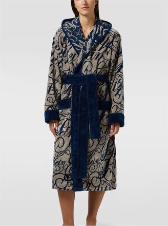Philipp Plein Hooded Bathrobe Signature Unisex in Navy at Nordstrom, Size Xx-Large