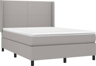 vidaXL Cama Box Spring Colch&oacute;n Y Luces Led Tela Gris Claro 140x200 Cm Vidaxl