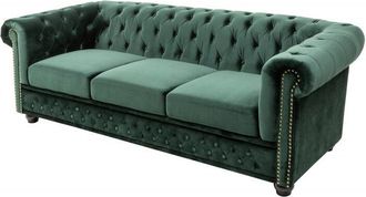 Global Interiors 3-Sitzer Sofa New Chesterfield mit Samtbezug - Grün