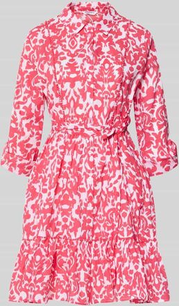 Zabaione Knielanges Hemdblusenkleid mit Bindeg&uuml;rtel Modell Fe44lina in Pink, Gr&ouml;&szlig;e XXL