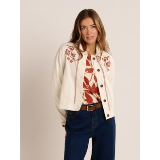 Brakeburn Celestina Floral Embroidery Jacket in Cream at Nordstrom, Size 10