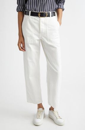 Nili Lotan Earl Ankle Straight Leg Pants in Vintage Cream at Nordstrom, Size 00