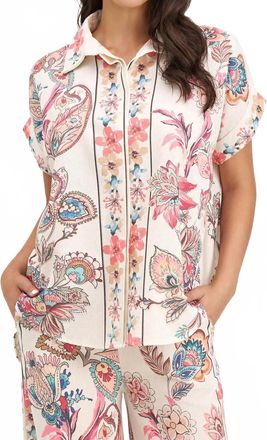 M Made in Italy Short Sleeve Paisley Top In Sunset Boho