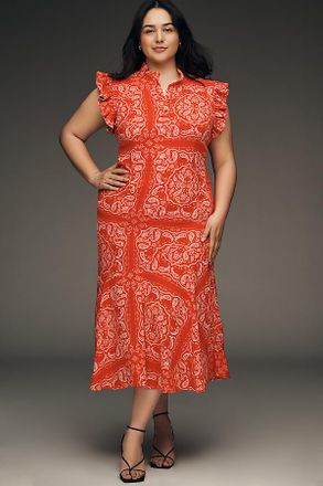 Never Fully Dressed Bandana Puff-Sleeve Maxi Dress