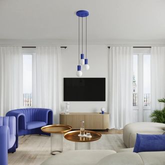 Wonderlamp L&aacute;mpara de techo azul con 3 esferas de cristal colgantes