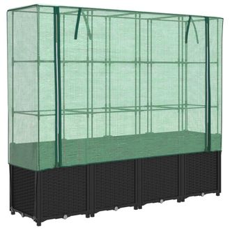 vidaXL Vidaxl - Arriate Con Cubierta Invernadero Aspecto Rat&aacute;n 160x40x153 Cm