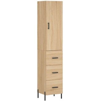 vidaXL Vidaxl - Aparador De Madera Contrachapada Roble Sonoma 34,5x34x180 Cm