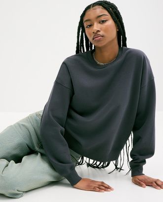 Twik Womens Oversized fleece crew-neck sweatshirt