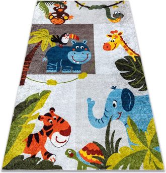RugsX Rugsx - Alfombra Lavable Junior 51858.802 Animales, &Aacute;frica Para Ni&ntilde;os Antideslizante - Gris Multicolour 160x220 Cm
