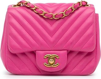 Chanel Pink Lambskin Chevron Mini Flap Bag