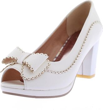Generic Heels Womens Pointed High Heel Open Toe Bow Flat Shoes Womens Casual Slippers LargeWhite,6