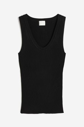 H&M Tanktop in Rippstrick - Schwarz