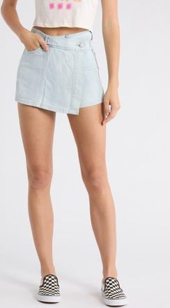 Billabong Jade Saltwashed Denim Wrap Miniskort in Blue Mist at Nordstrom, Size X-Small