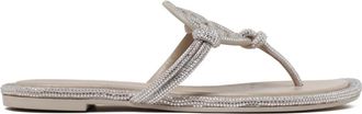 Tory Burch Stone Grey Miller Sandalen - Dames - Slippers - Grijs - 36 EU - Leer - Schoenen
