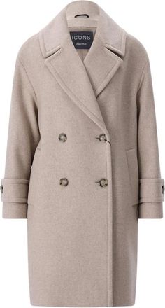 Cinzia Rocca Double-Breasted Coat - Dames - Mantel - Beige - M - Wol - Jassen