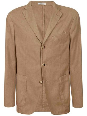 Boglioli Single-Breasted Brown Cotton Blend Blazer
