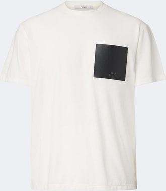 Fendi Leather-trimmed cotton jersey T-shirt