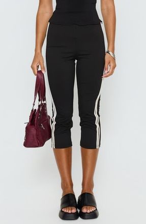 Princess Polly Jobey Stripe Capri Pants in Black at Nordstrom, Size 2
