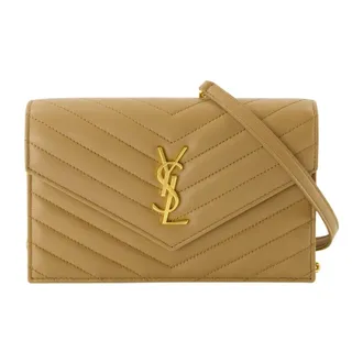Saint Laurent Wallets & Cardholders, female, Beige, Size: ONE SIZE Envelope Cassandre Wallet on Chain