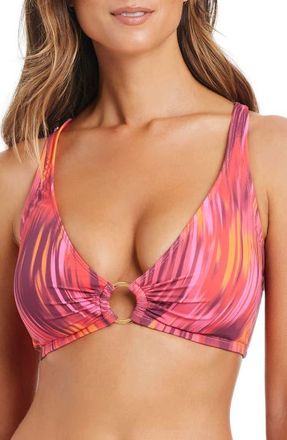 Bleu Rod Beattie Ikat D-Cup Underwire Bikini Top in Fiesta Pink at Nordstrom, Size 34