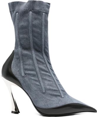 MUGLER 110 mm doorzichtige enkellaarzen met puntige neus - Blauw