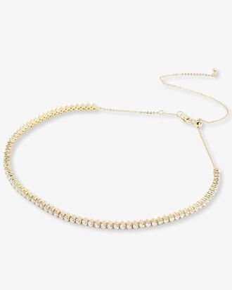 Melinda Maria Womens Not Your Basic Tennis Choker Necklace In Gold