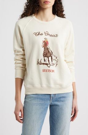The Great. & Stetson The College Sweatshirt Stetson Graphic Sweatshirt in Washed White at Nordstrom, Size 1