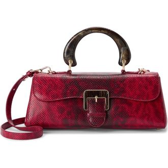 Brahmin Dayan Snakeskin Embossed Leather Satchel in Red Opal Cassatt at Nordstrom
