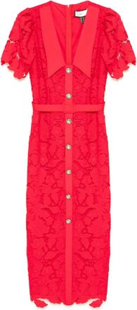 Nissa lace midi dress - women - Polyester - 36 - Red