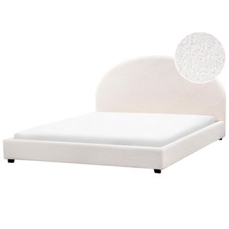 Beliani Cama Con Somier Minimalista De Boucl&eacute; 180 X 200 Cm Blanco Crema Vaucluse