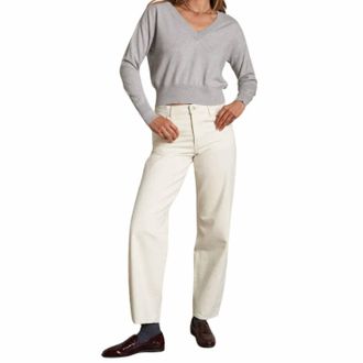 perfectwhitetee Georgina V Neck Sweater In Heather Grey