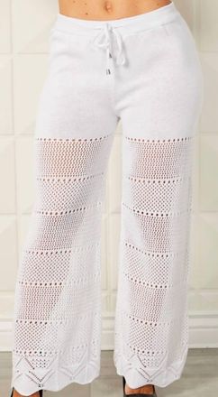 French Kyss Crochet Wide Leg Pant In White