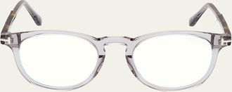 Tom Ford Mens Blue Light Blocking Acetate Round Optical Glasses