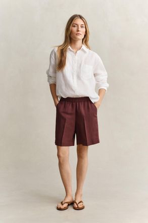 GANT Women Linen Blend Shorts (34) FRESH SOIL