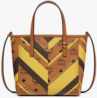 MCM Studded Toni Top-zip Shopper In Mega Herringbone Visetos