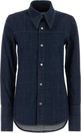 Ami Cotton Sharp Collar Shirt - Dames - Spijkeroverhemden - Blauw - XS - Katoen - Overhemden