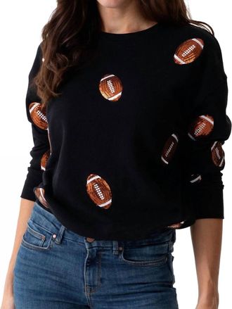 Shiraleah Sequin Football Sweatshirt In Black