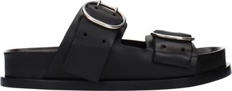 Jil Sander Black Leather Womens Slippers