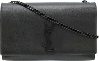 Saint Laurent Pre-owned Cross Body Bags, female, Black, Size: ONE SIZE Pre-owned Kate Grained Leather Shoulder Bag