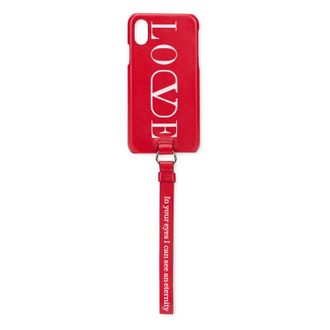 Valentino Garavani Stijlvol iPhone X-hoesje met logo - Dames - Accessoires - Rood - Maat: ONE Size Leer