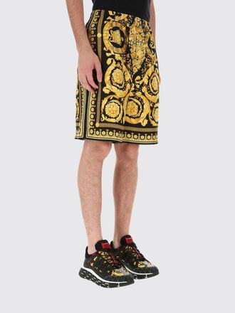 Versace Silk Jogging Shorts with Baroque Print and Regular Fit