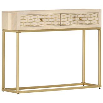 vidaXL Mesa Consola De Madera Maciza De Mango Dorado 90x30x75 Cm Vidaxl