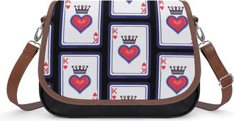 Generic King of Spades K Poker Leather Crossbody Bags for Women Messenger Handbag Purse Shoulder Bag