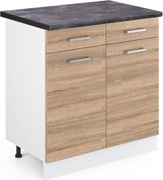 Vicco Mueble Bajo De Cocina R-line, Sonoma, 80 Cm, Et Antracita