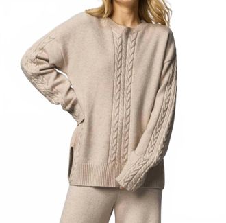 Splendid Jet Set Crewneck Sweater In Cappuccino Heather
