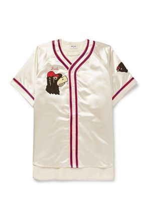Bode Redtail Appliquéd Embroidered Satin Shirt