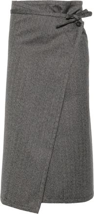 Sofie D'Hoore wrap midi skirt - women - Wool - 34 - Grey